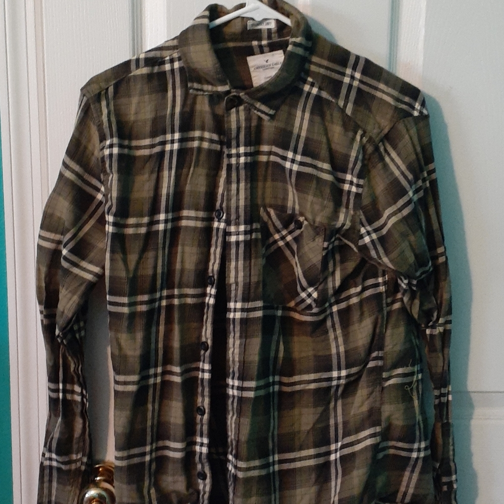 Plaid green button up